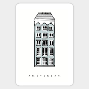 Amsterdam House, Netherlands. Realistic illustration. Sticker